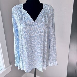 Angels size medium light blue and white long sleeve flowy blouse